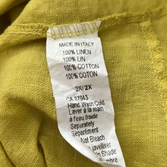100% linen dress, short sleeves, midi length. Yellow. Size XL/XXL. - Picture 9 of 9